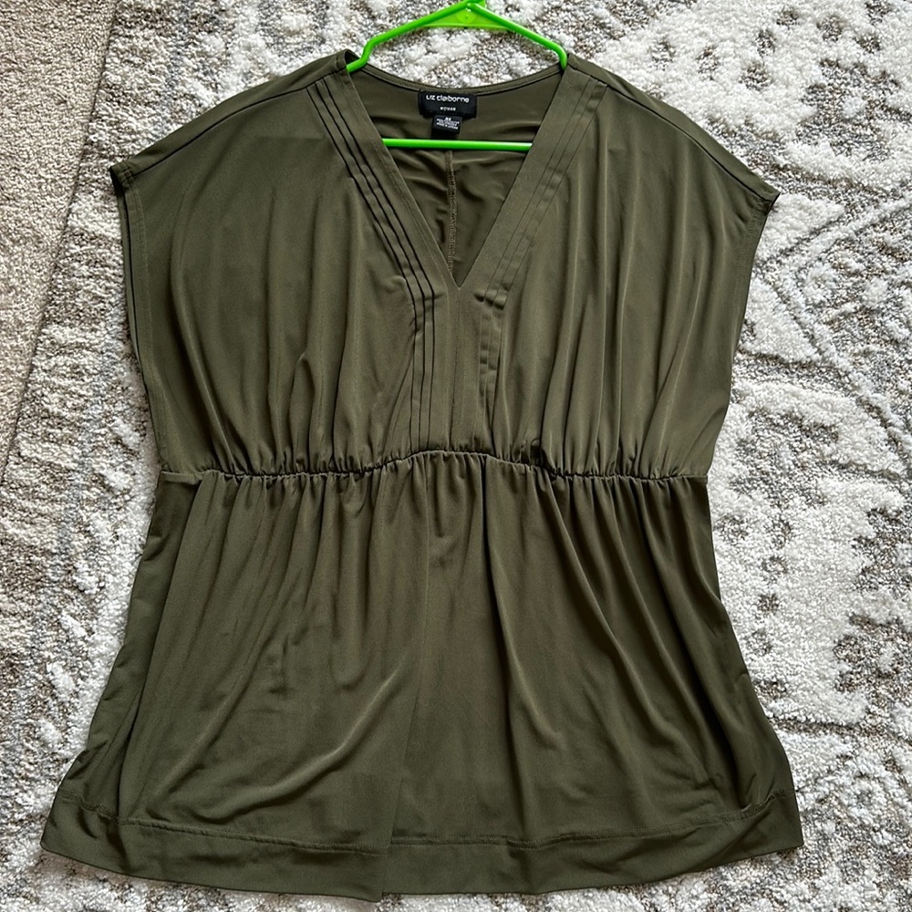 Army green sleeveless blouse